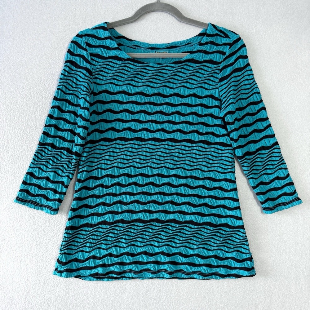 Tianello Top Womens Small Jersey Jacquard Ballet Crinkle‎ Textured Blouse Artsy